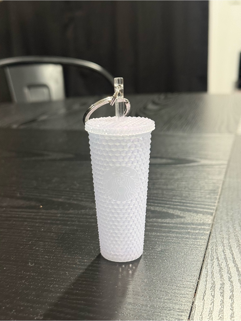 Starbucks Frosted White Studded Tumbler Keychain